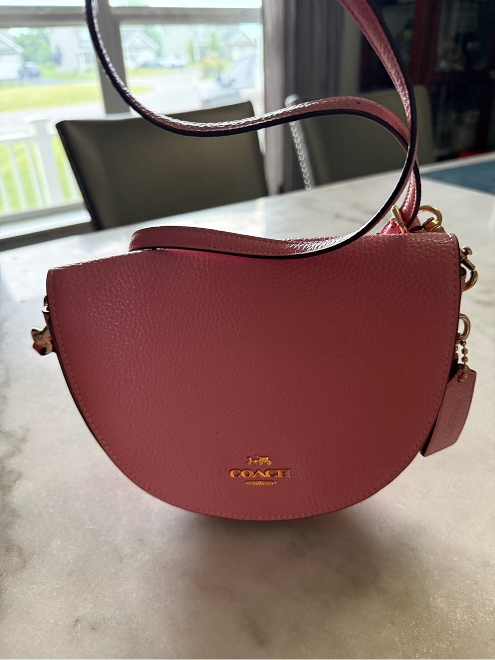 Coach Rose Pink Leather Saddle Crossbody Bag